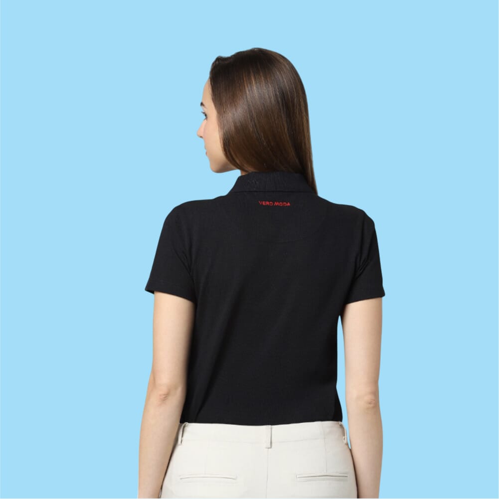 VeroModa Plain Polo Women's T-Shirt- Black